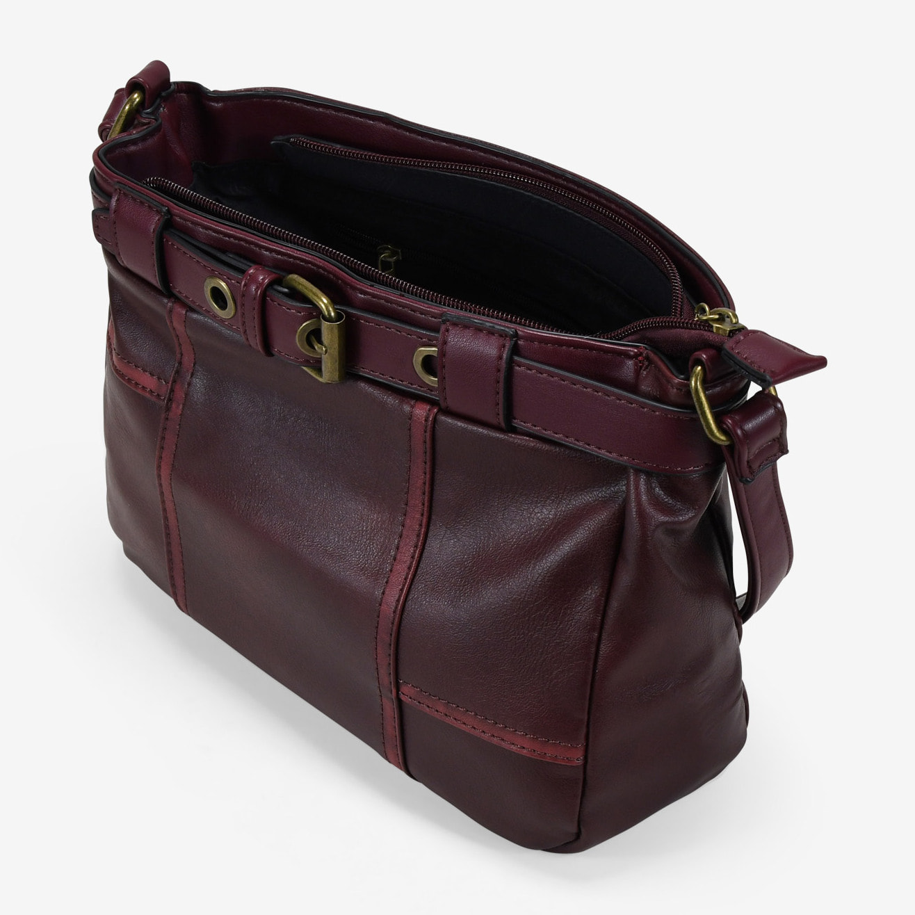 Bolso bandolera burdeos vintage con cinturón