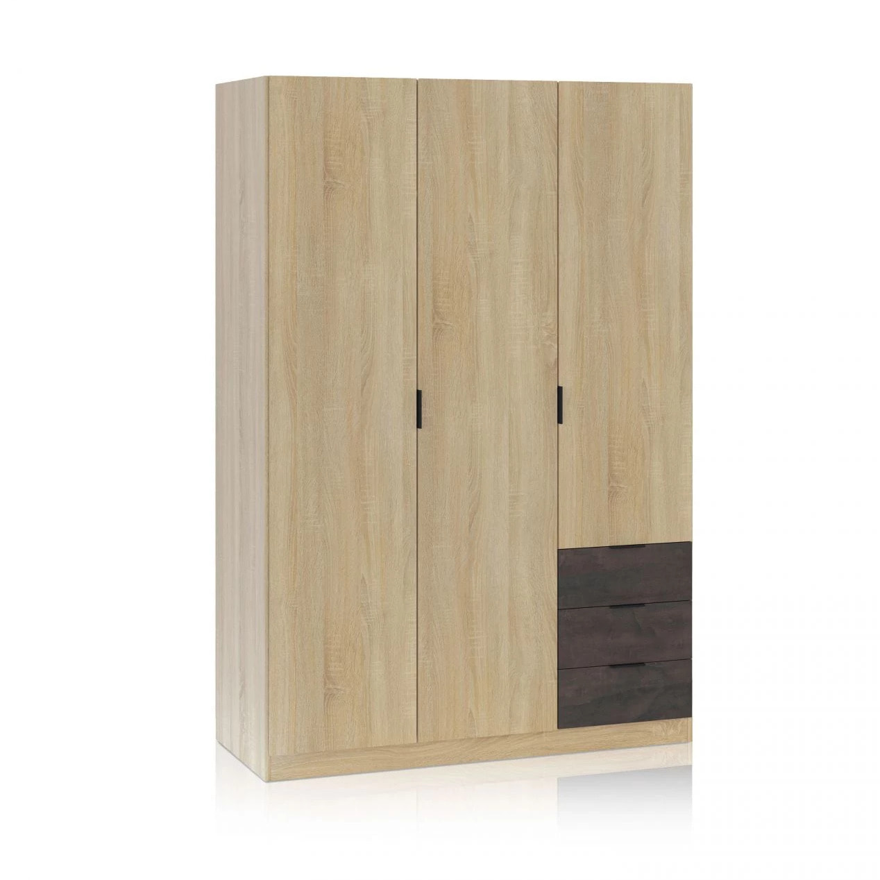 Armario Hexa 3 puertas 3 cajones Roble Canadian - Óxido