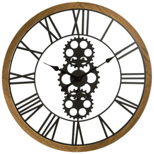 Horloge mécanique "Maelo" en bois et métal D70cm