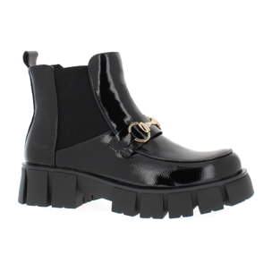 Armata di Mare Scarpe Donna Chelsea Boots con Decorazione a Catena in Metallo AMD W32H76 Black Lucido