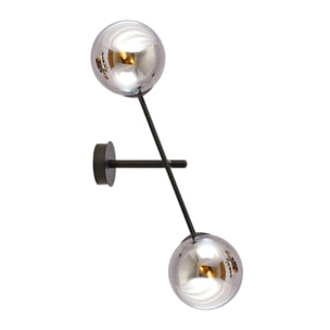 Lampada da parete LINEAR in acciaio nero con paralumi in vetro grafite