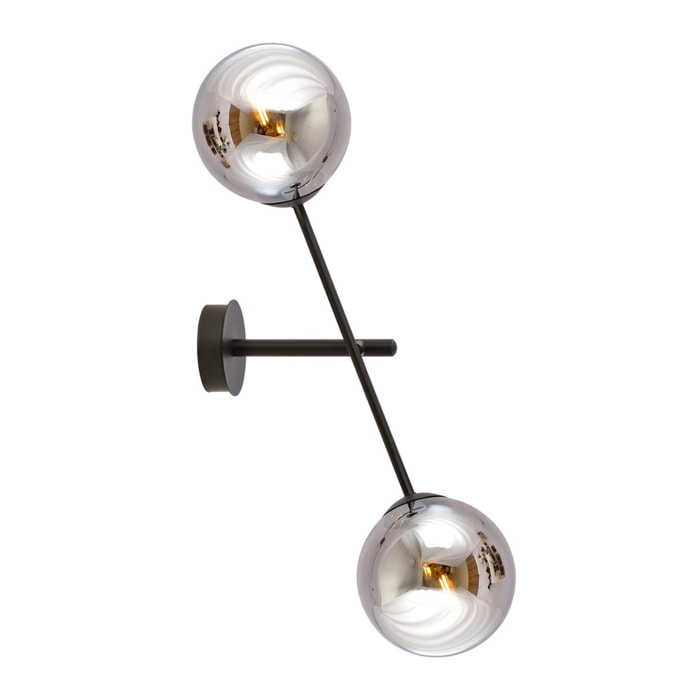 Lampada da parete LINEAR in acciaio nero con paralumi in vetro grafite