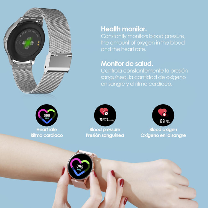Schermo circolare smartwatch DT88, con cardiofrequenzimetro, altitudine, pressione, radiazioni UV e modalità multisport