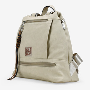 Mochila antirrobo beige con cremalleras