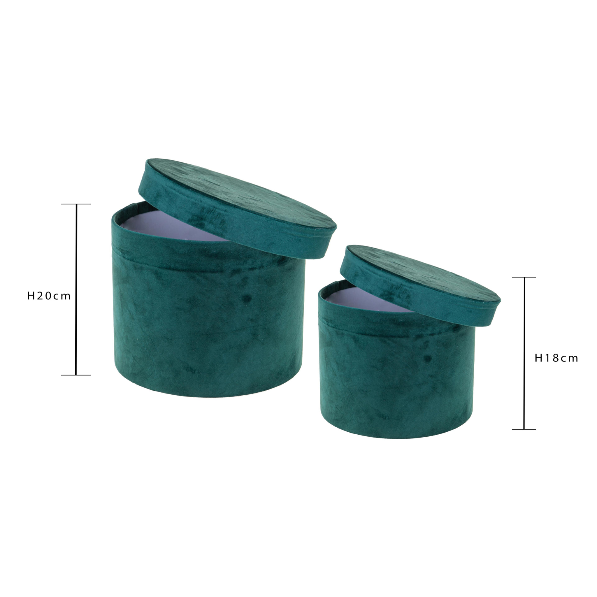 Set di 2 Cappelliere Velluto 26X20/23X18 Cm - Pezzi 1 - 26X20X26cm - Colore: Verde - Bianchi Dino - Decorazioni Varie