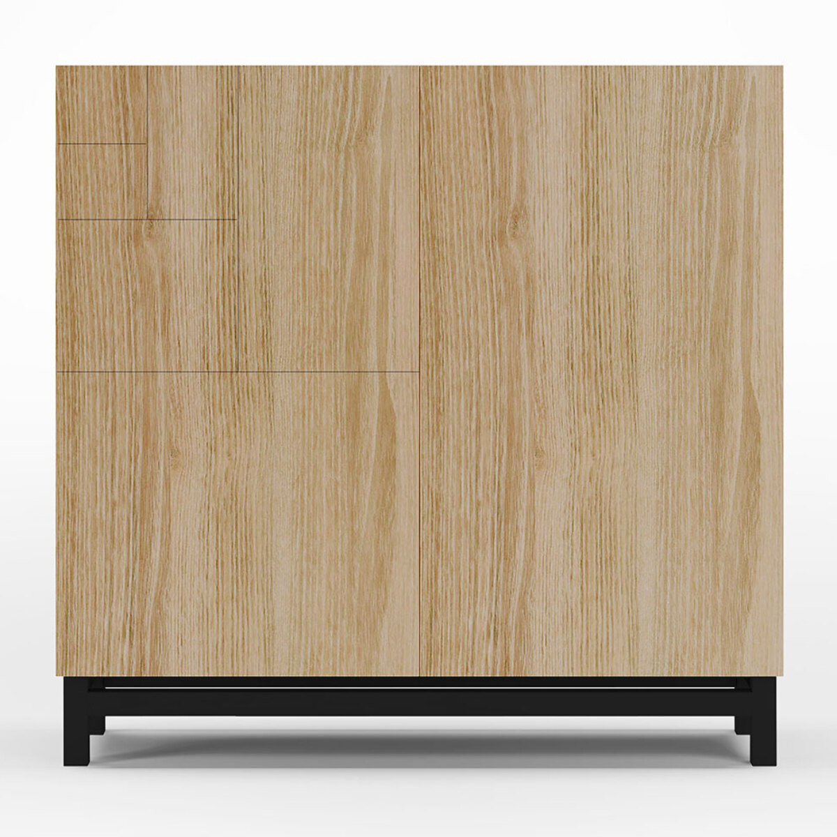 Zapatero Copenhague melamina roble dorado patas negro 90x90x27 cm