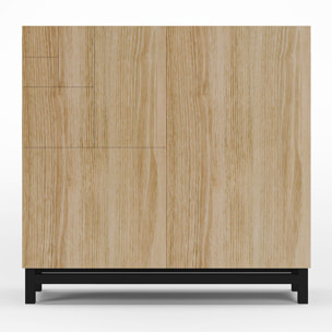 Zapatero Copenhague melamina roble dorado patas negro 90x90x27 cm