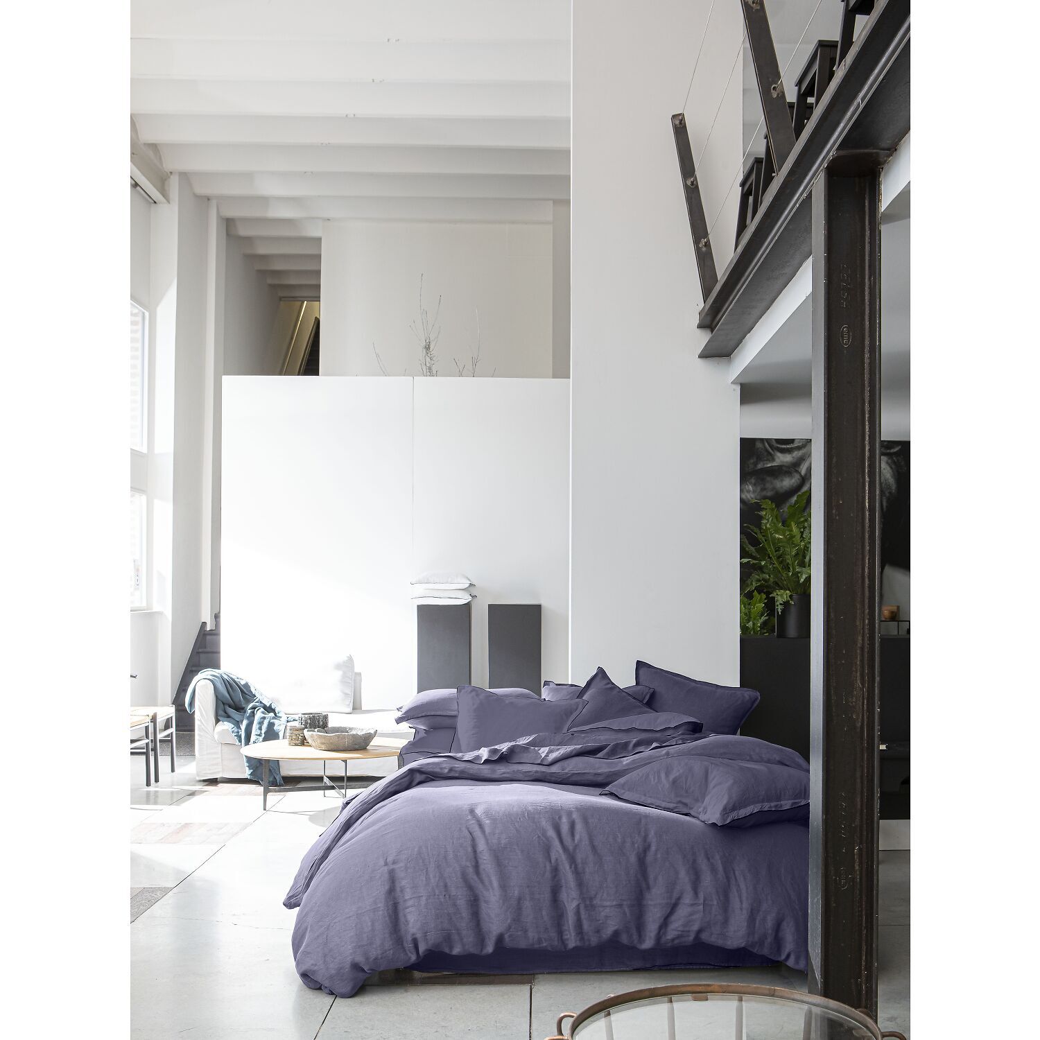 Parure Housse De Couette 3pcs 100% lin LavÉ 160g Mineral