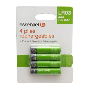 Pile rechargeable ESSENTIELB LR03 AAA Lot de 4 piles 700mAh