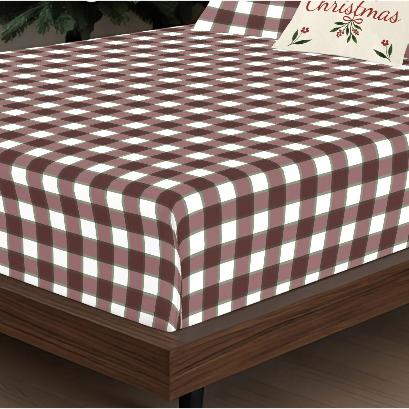 Parure de lit 100% coton Xmas Vichy Grande