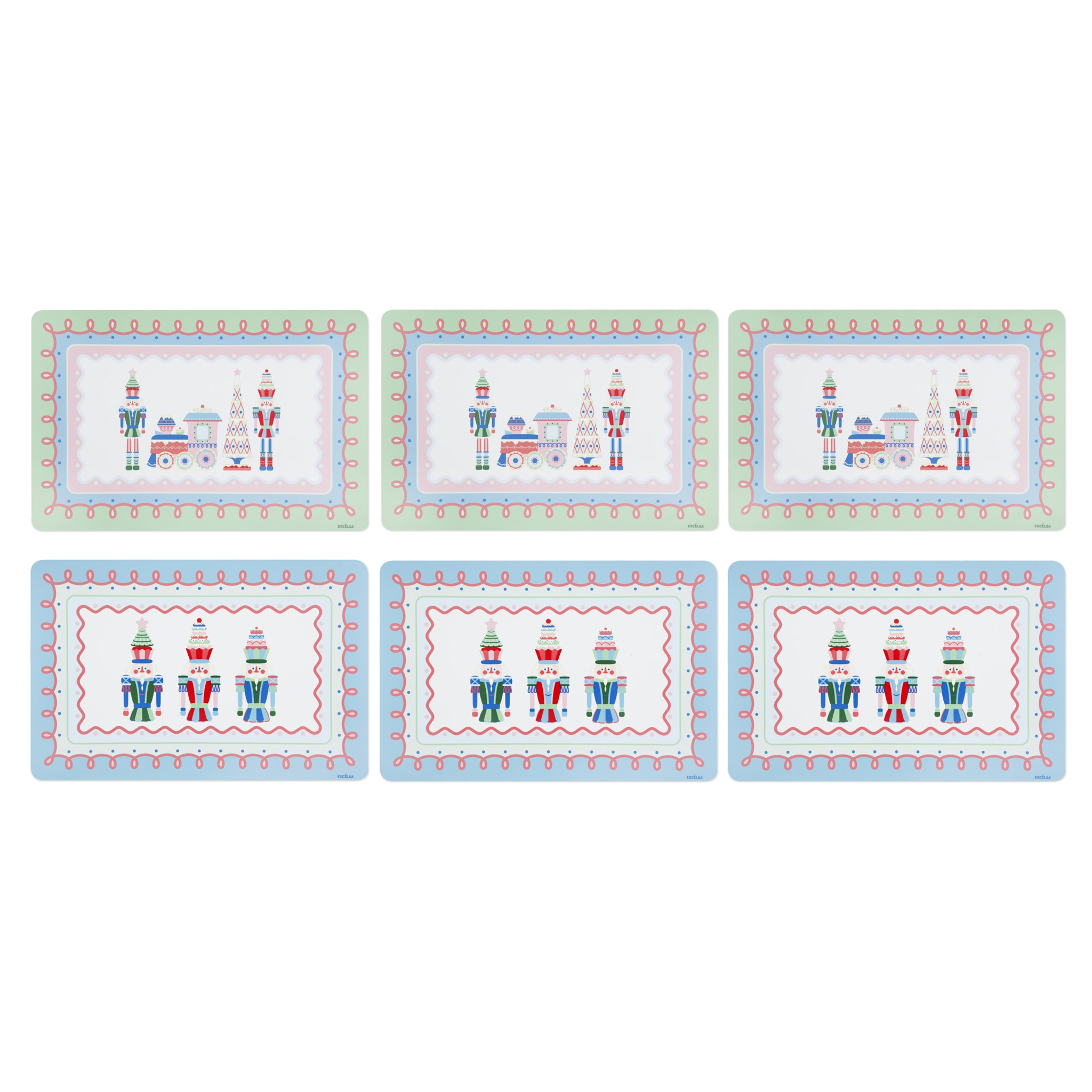 Set de 6 sets de table rectangulaires Excelsa – Xmas Sweet Pastels, Polypropylène multicolore