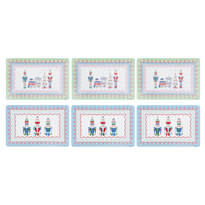 Set de 6 sets de table rectangulaires Excelsa – Xmas Sweet Pastels, Polypropylène multicolore