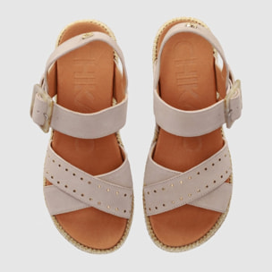 Sandalias de Serraje - Piedra - Tacón: 5 cm