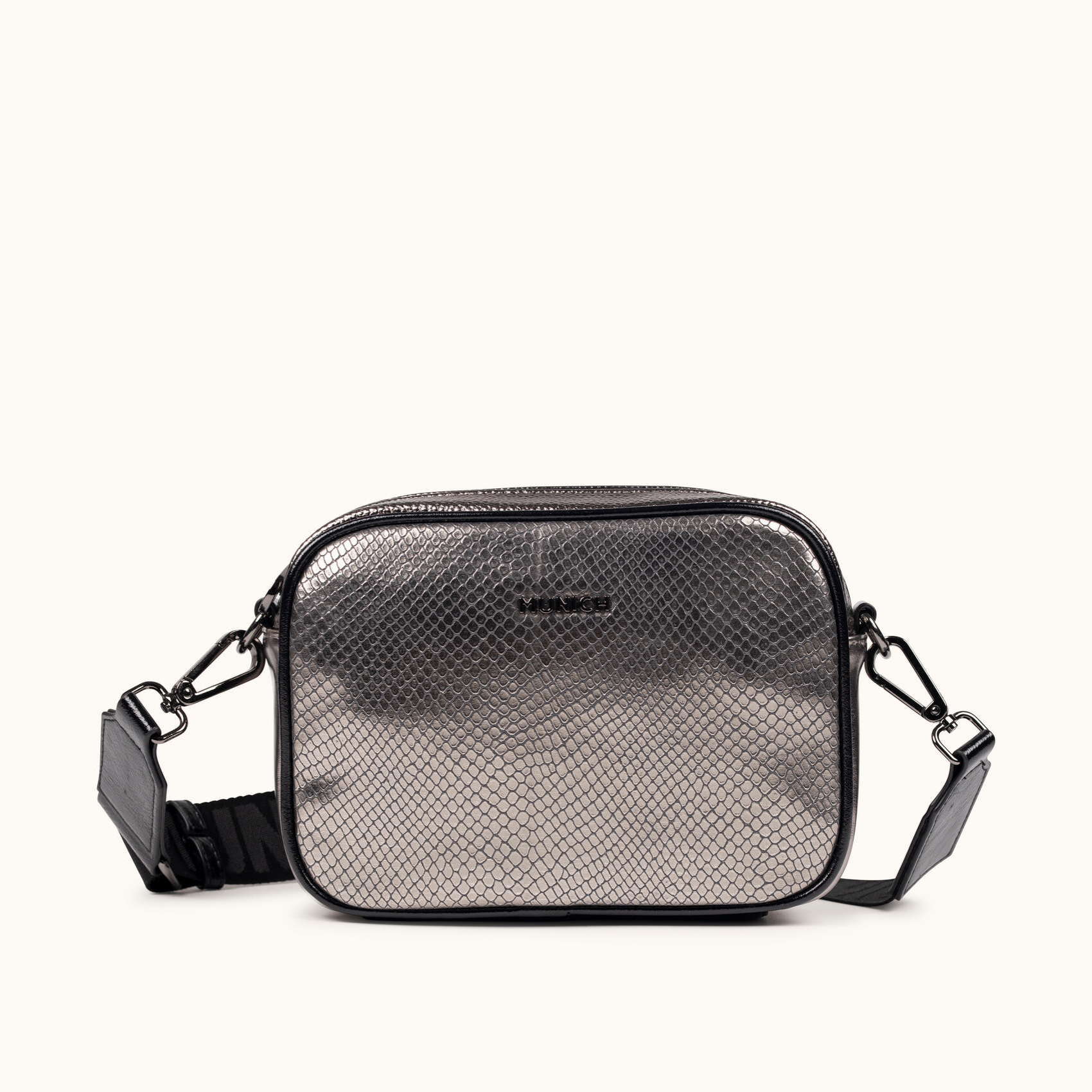 Bandolera Tipo Camera con Efecto Serpiente Plateado BLOCK FUN SILVER NIGHT CROSSBODY CAMERA