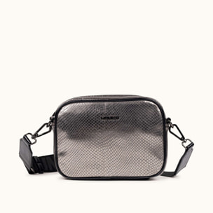 Bandolera Tipo Camera con Efecto Serpiente Plateado BLOCK FUN SILVER NIGHT CROSSBODY CAMERA