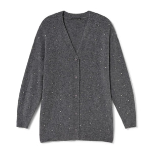 cardigan lungo con pietre ad anello