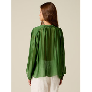 Oltre - Blusa de voile de seda y viscosa - Verde