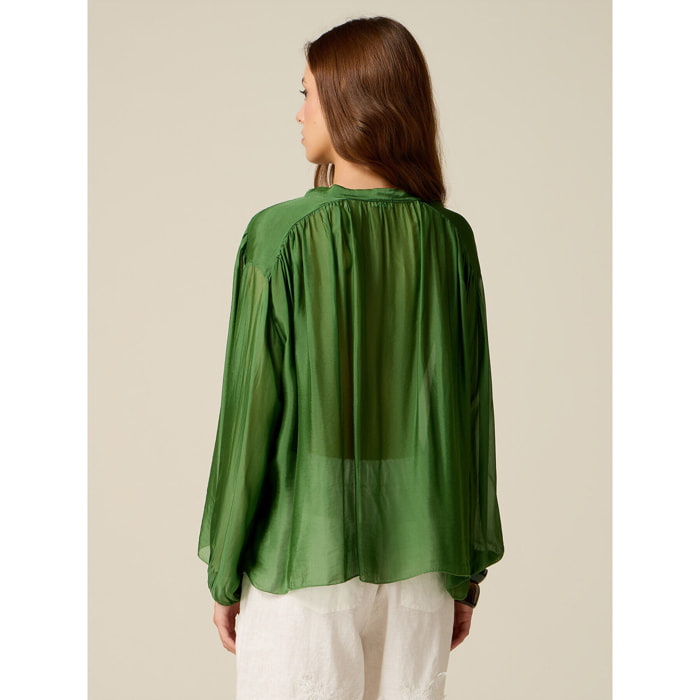 Oltre - Blusa de voile de seda y viscosa - Verde