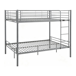 Lit double superposé avec sommier inclus "Adam" - 140 x 190 cm - Gris