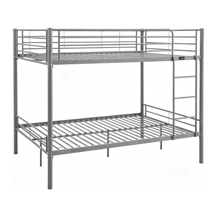 Lit double superposé avec sommier inclus "Adam" - 140 x 190 cm - Gris