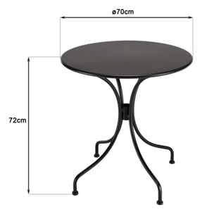 VIANNEY - Ensemble de jardin 2 pers. table diam 70cm, chaises grises