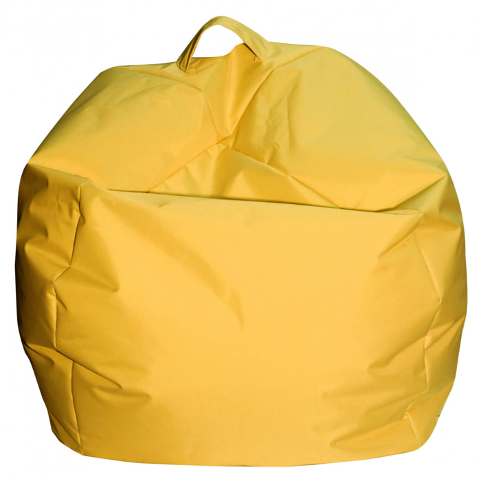 Pouf Ascia, Poltrona multiuso, Poltroncina sacco, Pouf poggiapiedi, Made in Italy, 65x65 h50 cm, Giallo