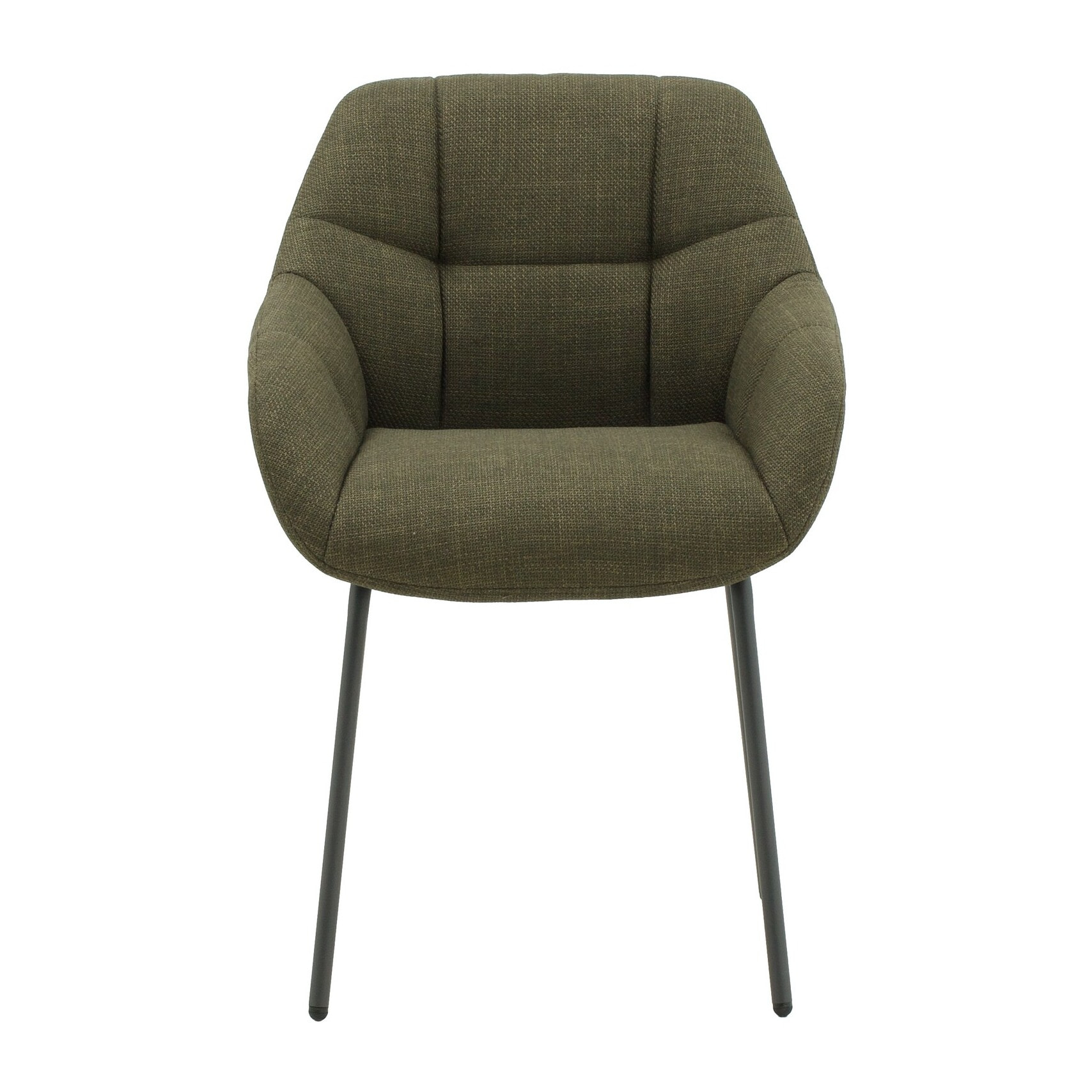 Set di 4 poltroncine SMICHOV in tessuto verde scuro e gambe in metallo nero, con braccioli