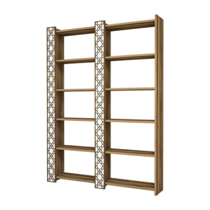 Libreria Vele, Scaffale da ufficio, Mobile portalibri, Biblioteca, 125x24h170 cm, Noce e Bianco
