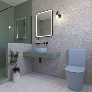 Infinitio WC à poser complet en céramique avec abattant SoftClose, bleu mat (SATINF031VPSNDBLM)