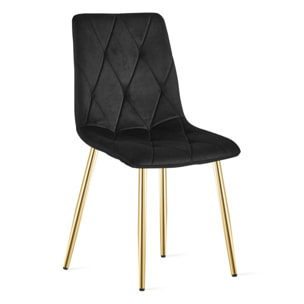 Sedia Libra in Velluto Nero con Gambe Oro