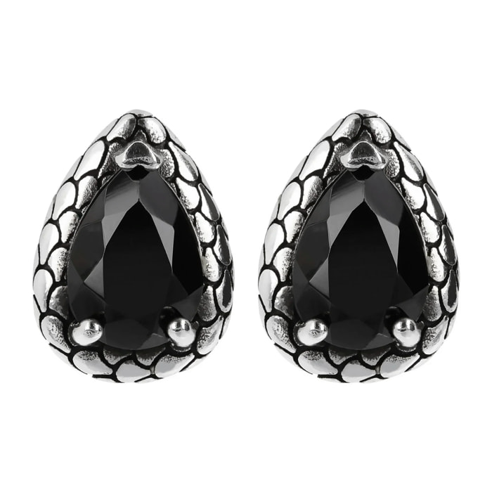 Orecchini a Lobo Texture Sirena con Pietre Naturali Zaffiri Blu a Goccia