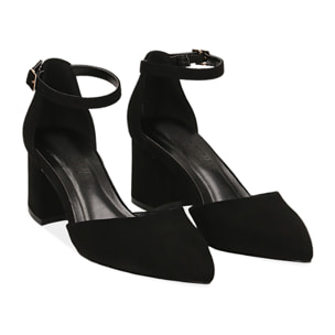 Zapatos de tacón de microfibra negros, tacón de 6 cm
