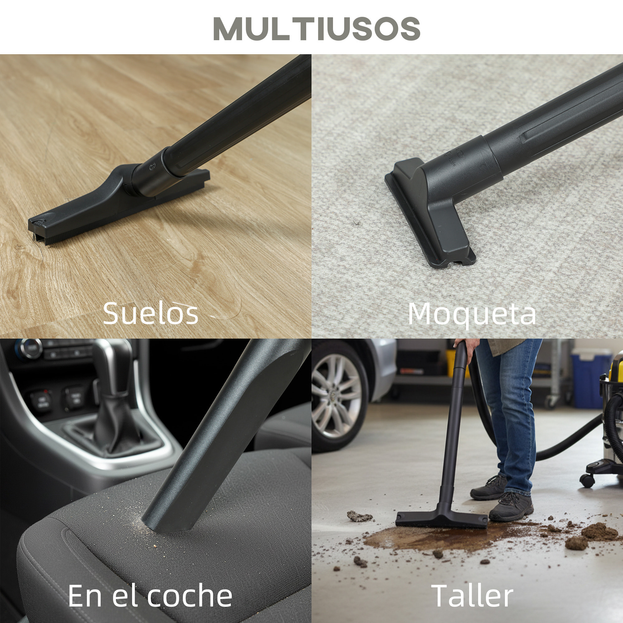 Aspirador en Seco y Húmedo 3 en 1, 1200W, Aspiradora con Función de Soplador, Manguera 2 m, Depósito Inoxidable 20L, Triple Filtro, Boquilla para Suelos y Ranuras, Amarillo