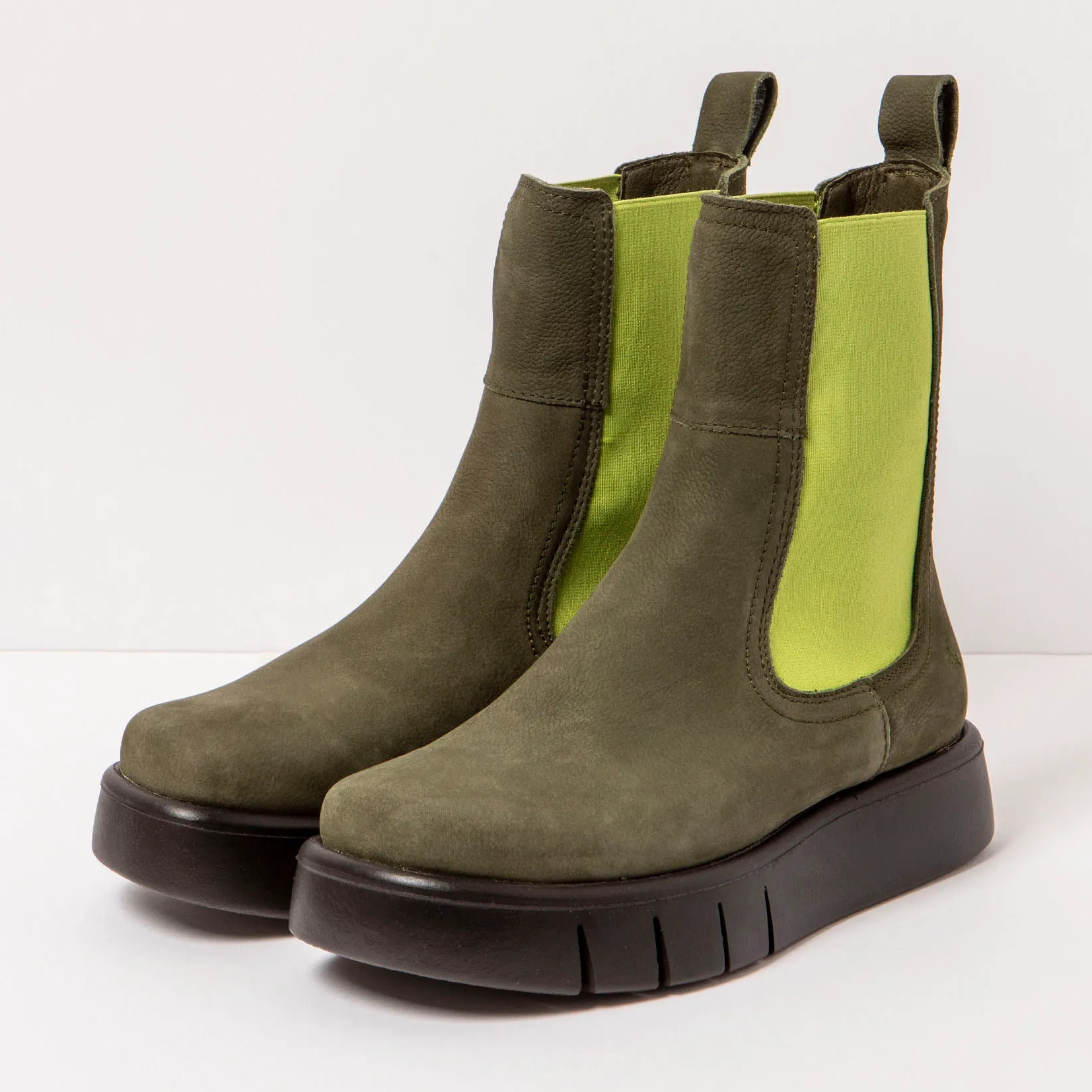 Botines 1345 NOBUCK KAKI-PISTACHO/ MALAGA color Kaki-pistacho