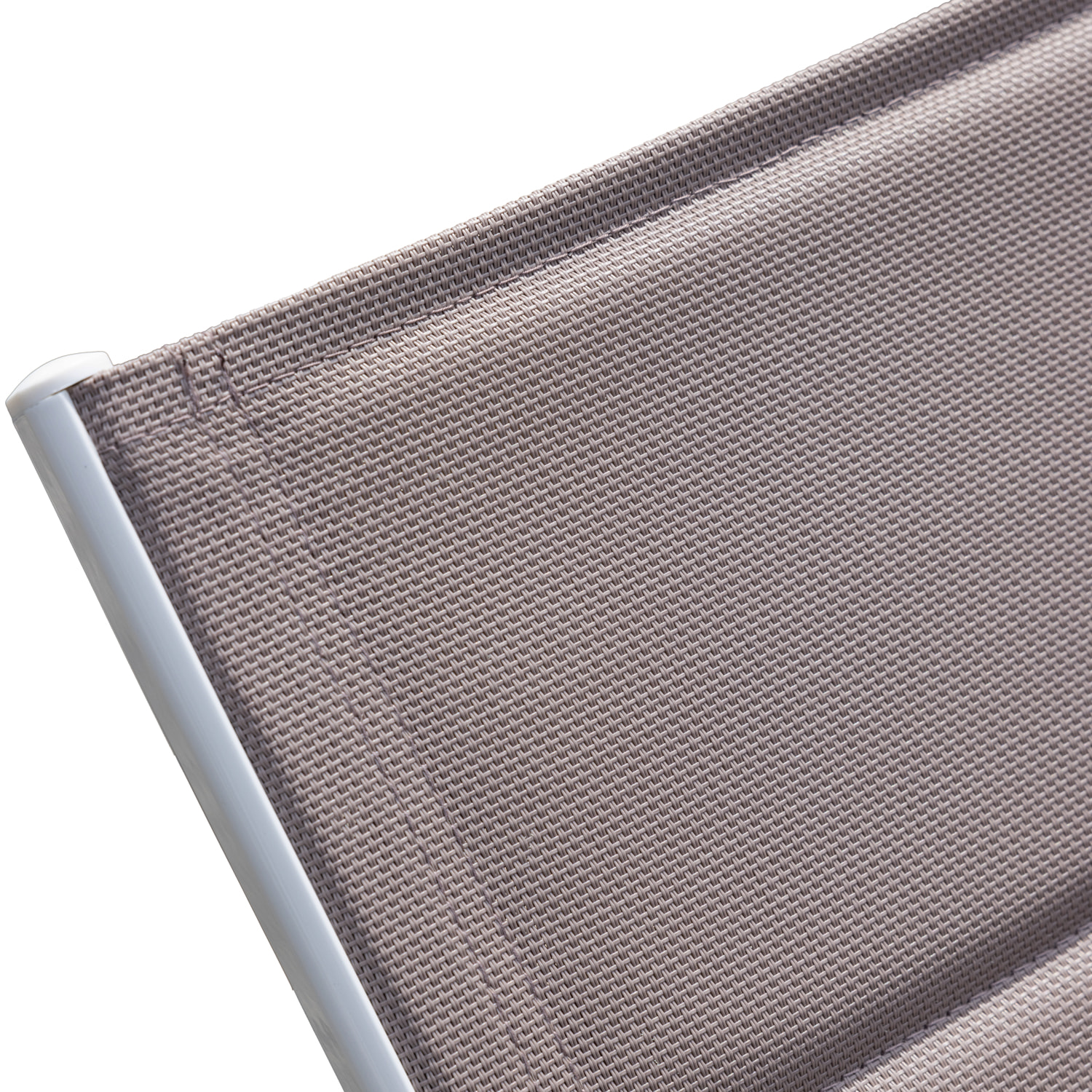 Bain de soleil BARBADOS en textilène taupe - aluminium blanc