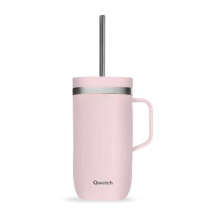 Mug isotherme QWETCH inox avec anse Pastel Rose 600 ml