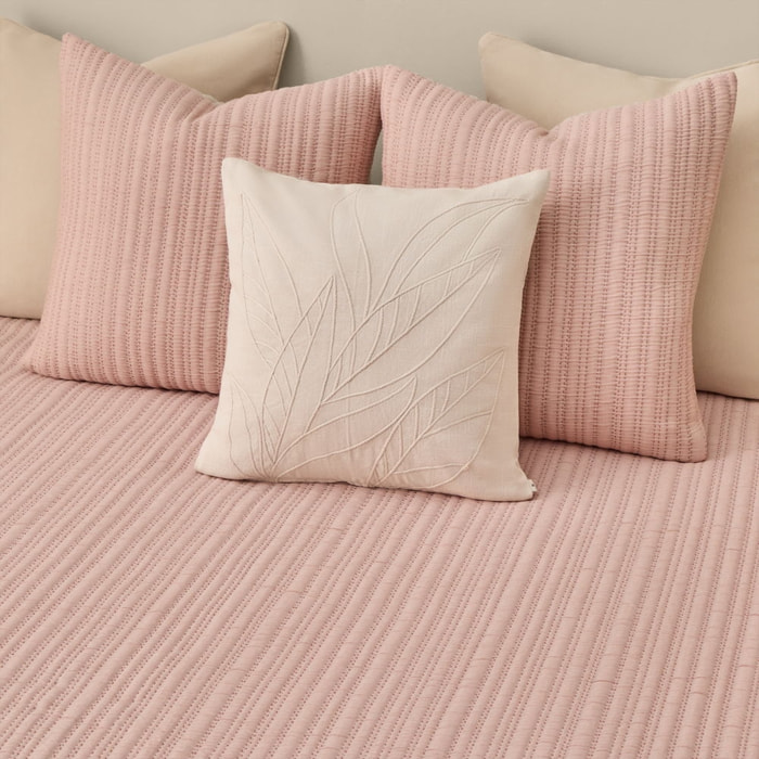 Colcha bicolor acolchada Licheri color rosa Algodón y poliéster