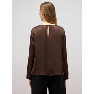 Oltre - Blusa con ricamo in paillettes - Marrone