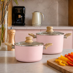 Faitout 20cm avec revêtement céramique rose - tous feux COLORAMA