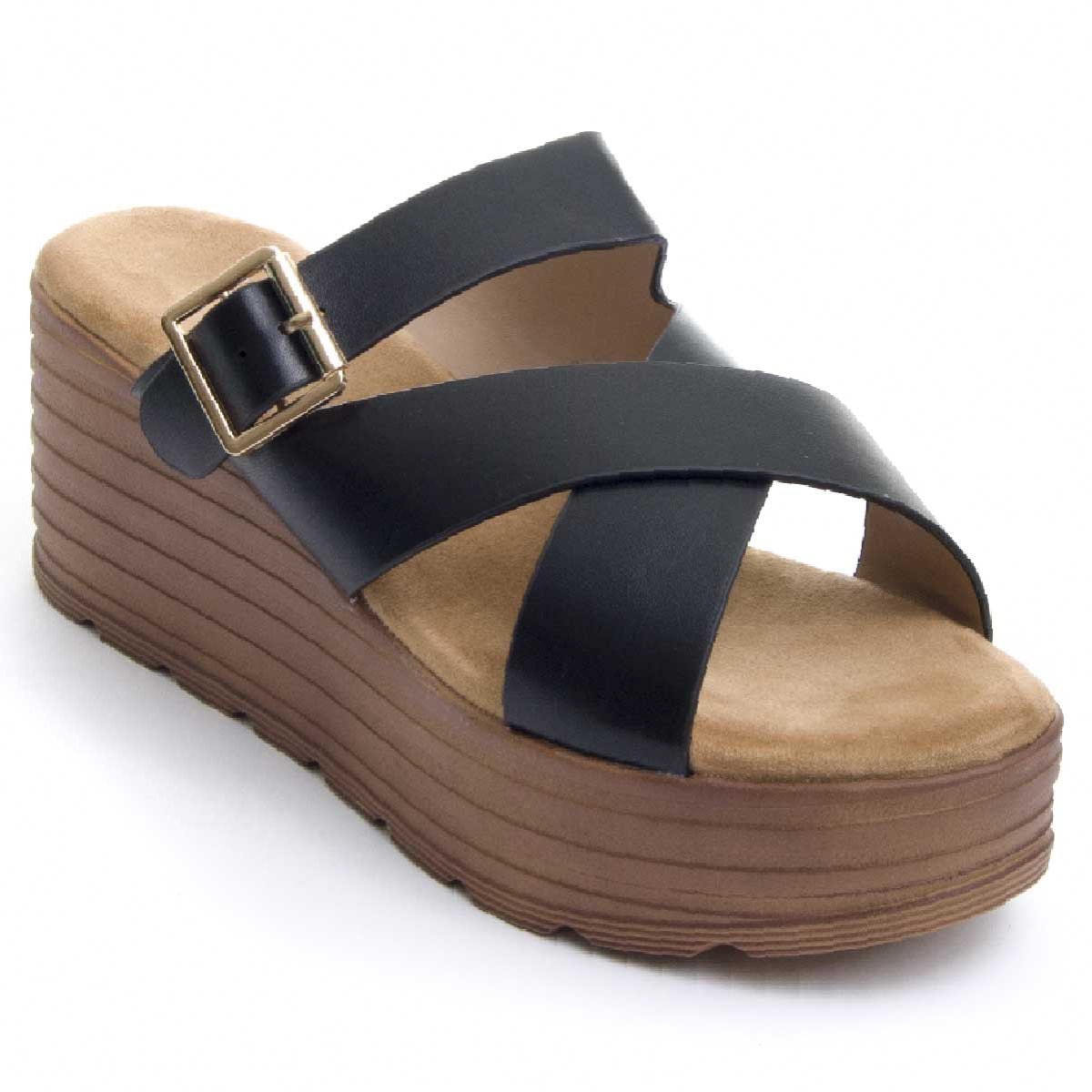 Sandalias de Cuña - Negro - Altura: 8 cm