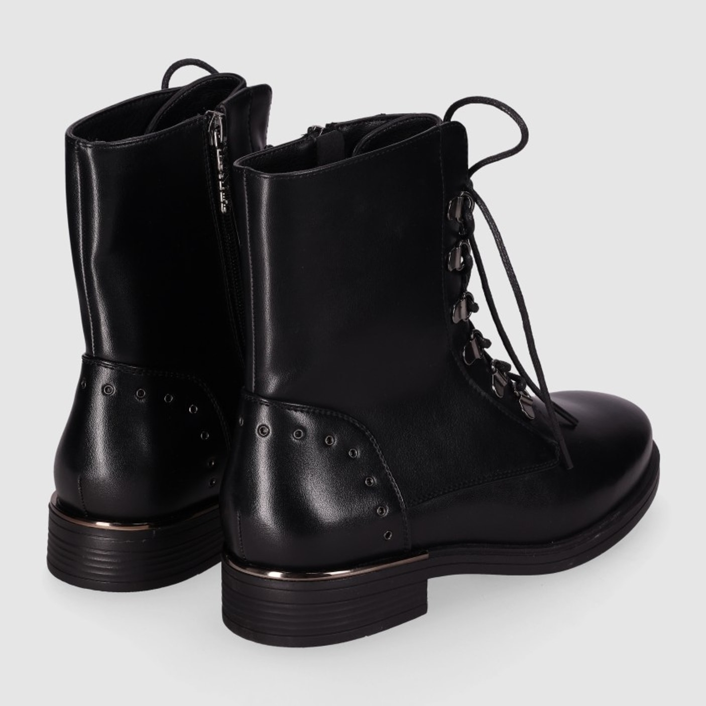 Botines de Piel Sintética - Negro - Tacón: 3 cm