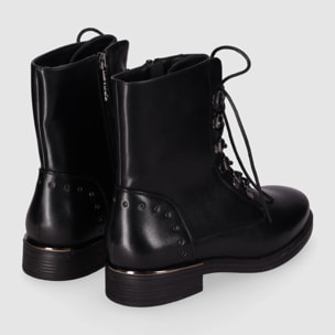 Botines de Piel Sintética - Negro - Tacón: 3 cm