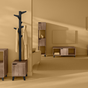 Meuble TV effet chêne naturel "Ceda" noir