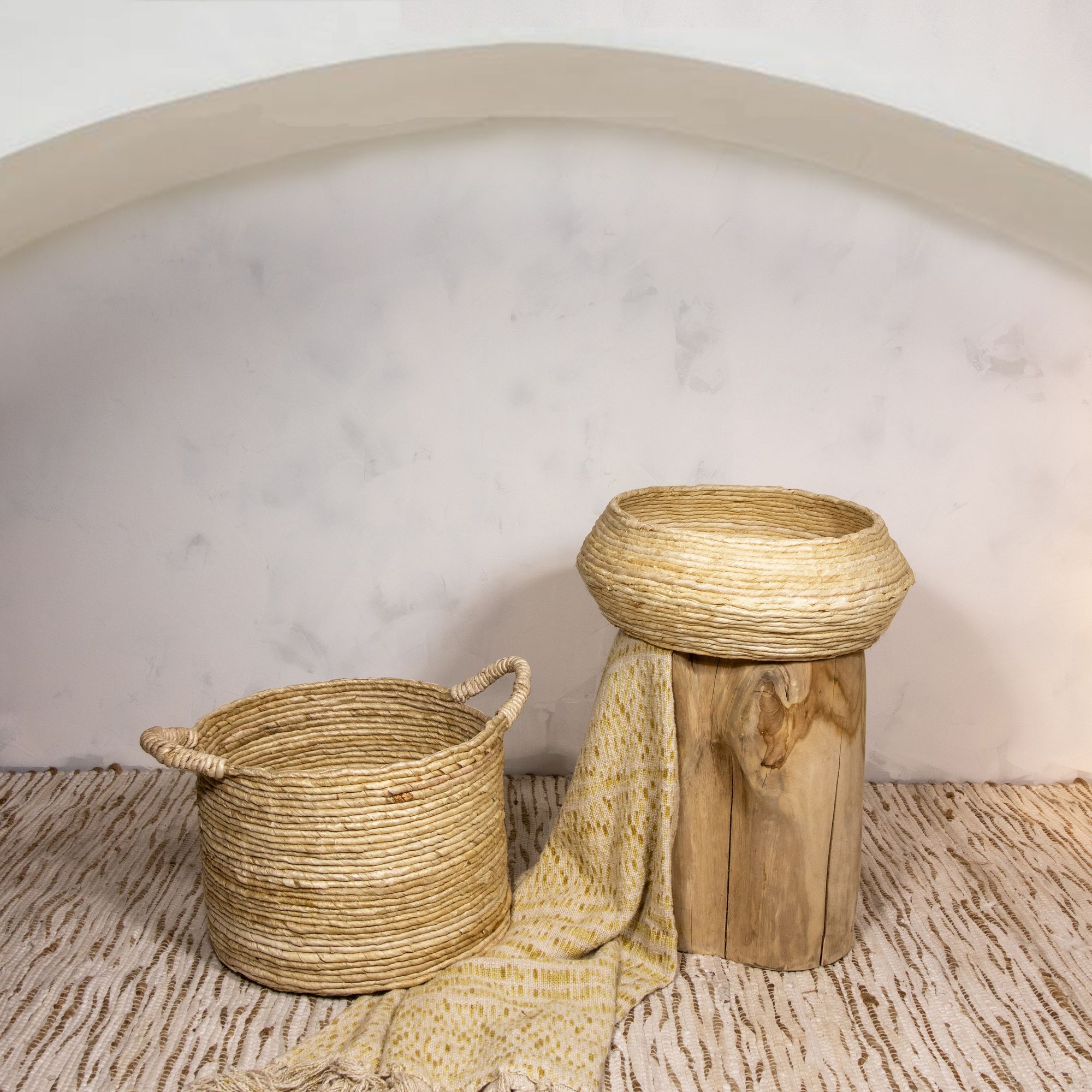 Panier en abaca avec poignées 38cm ABIR