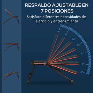 Banco de Pesas Plegable 2 en 1 Banco de Musculación de Acero con Altura Ajustable Respaldo Inclinable en 7 Posiciones para Entrenamiento en Hogar Gimnasio Carga 300 kg 116x43x56-116 cm Negro