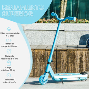 Patinete Eléctrico para Niños de 4-7 Años Patín Eléctrico Max. 6 km/h Motor 80 W Autonomía Máxima 8 km Patinete Eléctrico Infantil con Luces LED Freno Posterior Azul