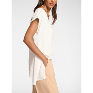 Elena Mirò - T-shirt lunga con punte al fondo - Bianco