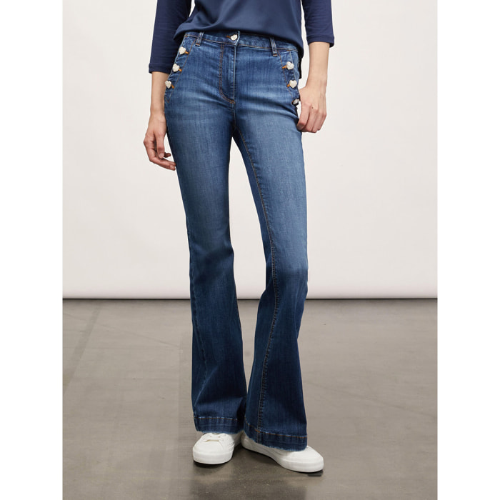 Motivi - Jeans flare con motivo bottoni - Blu