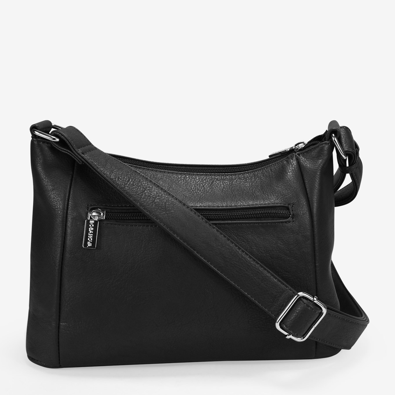 Bolso bandolera negro con bolsillo con grabado de serpiente