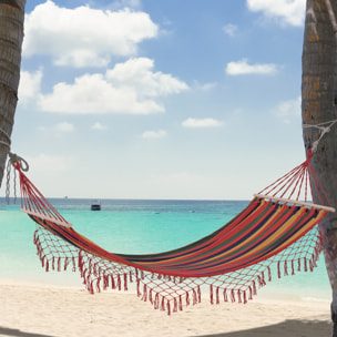 Hamaca de Jardín 200x100 cm Hamaca Colgante con Travesaños de Madera Carga 120 kg para Patio Terraza Balcón Camping Multicolor